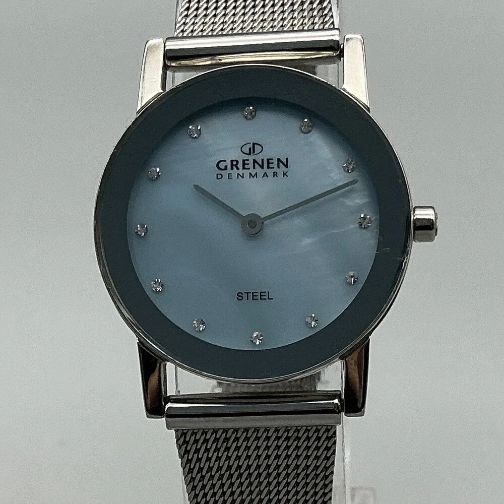 Grenen Womens Watch 27mm MOP Dial Stainless Mesh Band M225SSI New Battery